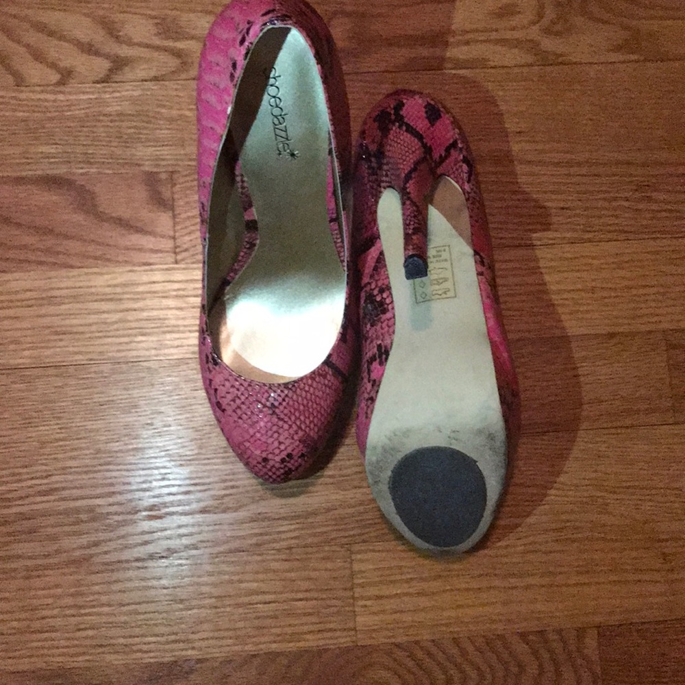 Pink snake print heels